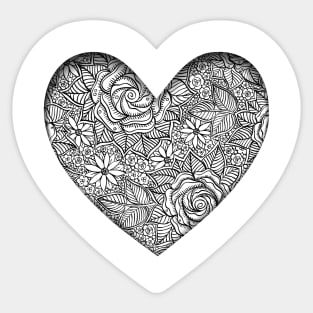 Black and white pattern with roses Sticker